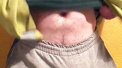 Scally builder shows big bulge, ginger pubes & hard uncut dick