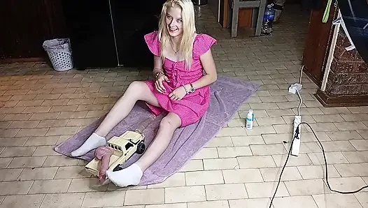 College Girl Gets Her Pussy Fucked with Rc Car