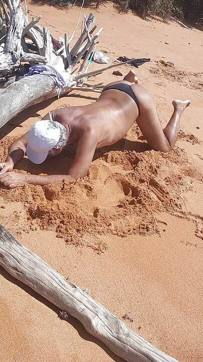 Ladysilva on the beach in panties tanning her hot ass