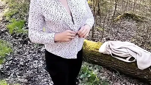 naked walk and fingering in the forest