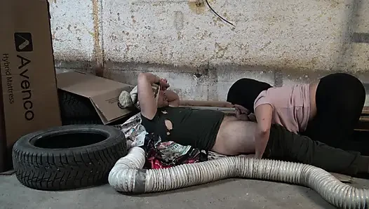 Nymphomaniac girl has sex with a broke ass bum on the street in New York City