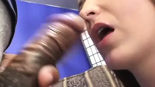 Cat-eyed mistress rammed by meaty, ebony dick