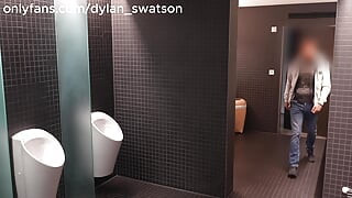 Almost caught... two straight guys blowing each other in the club restroom