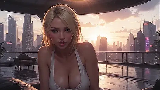 Cloud Level Olivia in the Future Suggestive Teasing showing her Ample Cleavage Part 2