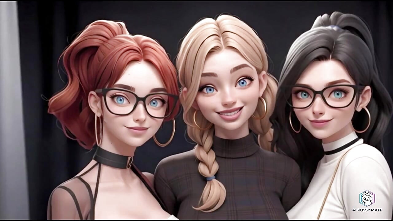 Three hot students are relaxing in an adult way (AI generated)