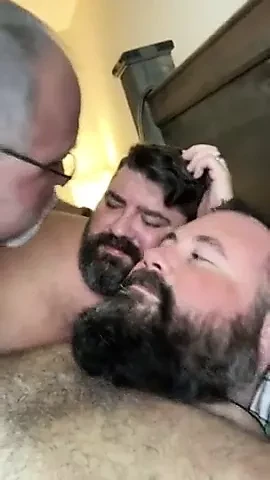 Sensuous Deep FRENCH KISSING by Three Mature Bears + 2 BJs