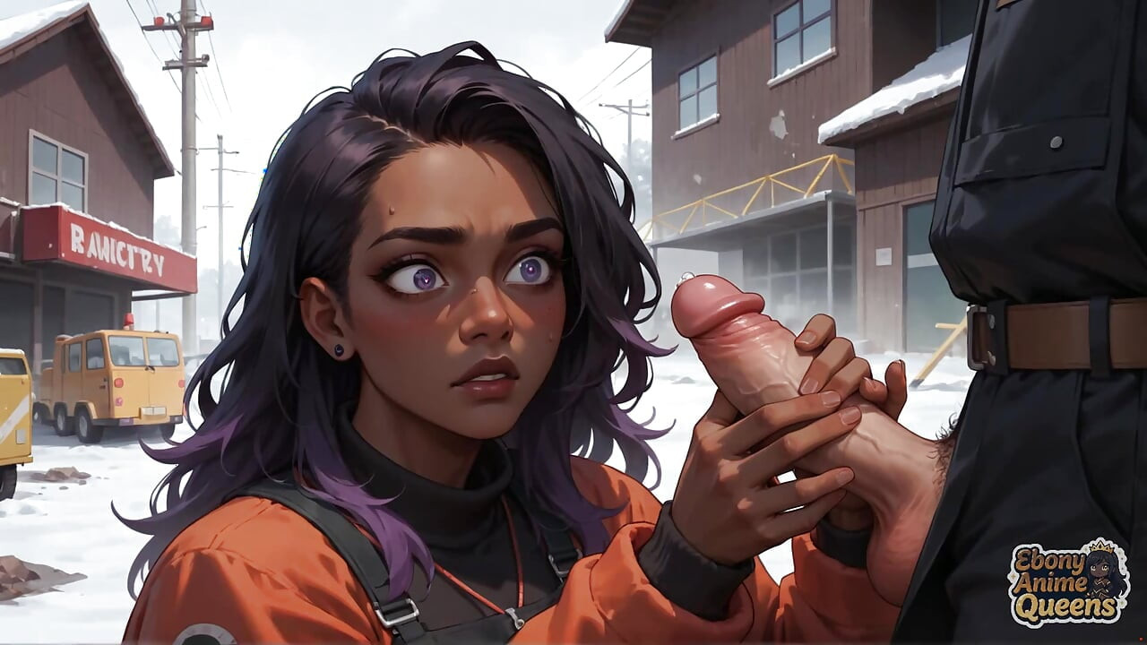 The Best Ebony Fucky-fucky on a Snowy Street! the Purple-haired Queen's Pleasure in Ebony XXX.