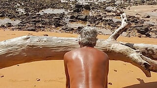 Ladysilva femboy on the beach showing off her panty ass