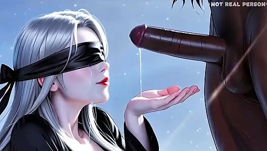 The silver-haired beauty wore black eye masks Do you like it, episode 2, AI-generated