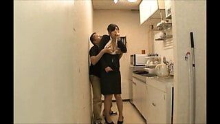 hesitant office lady being lick