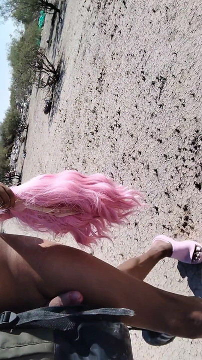 Jaw-dropping moment from "Cute hot slut in minidress can't stand it and gets naked in public but discovers man watching her"