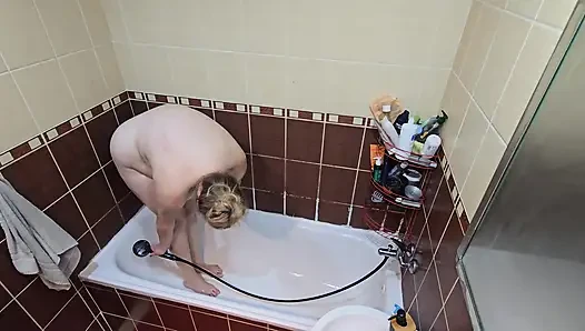 My Chubby Wife’s Shower Routine - Shaving & Feeling Fresh