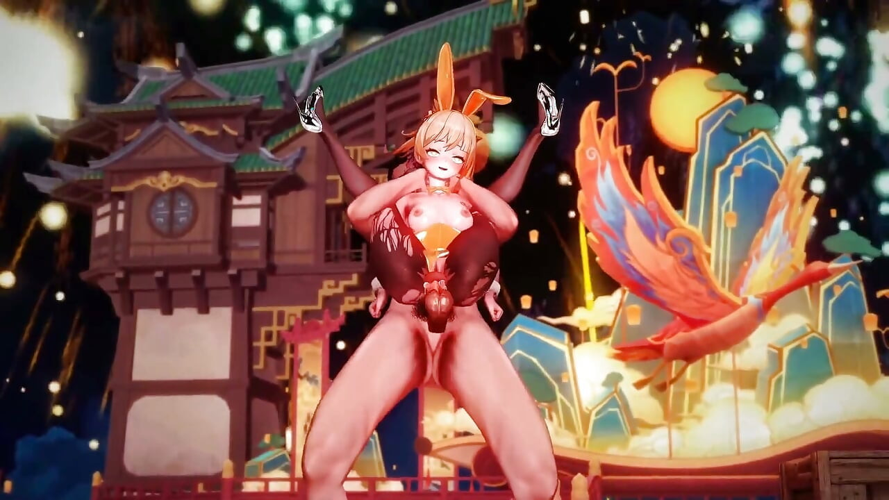 Impact Genshin - Cel mai bun sex în grup Cu Ritul Lantern - Fete Genshin cremate 3 - Animații Hentai 3D