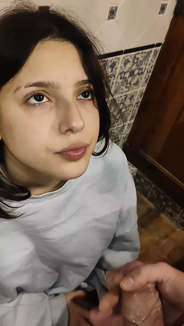 Deepthroat and piss on my teen neighbor's tight pussy