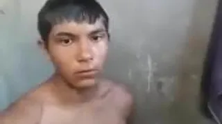 Young latin take a shower