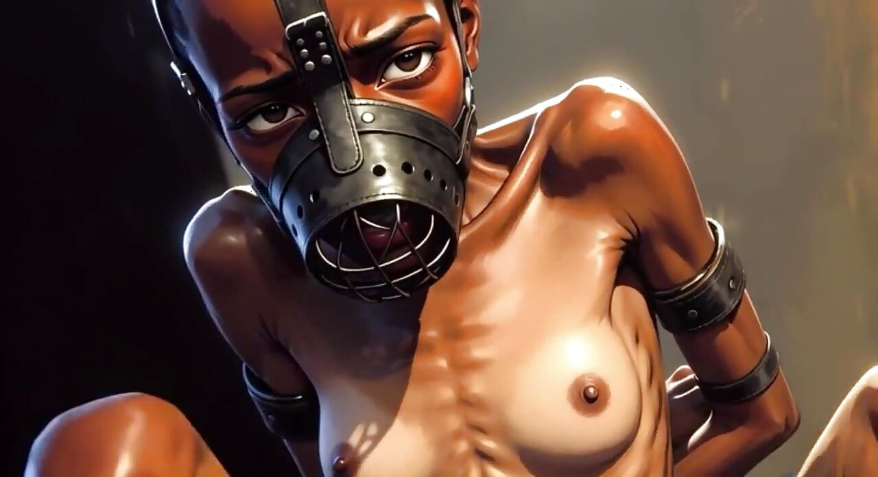 Skinny African Girl in Bondage - Desperate for Big Cock Inside Her