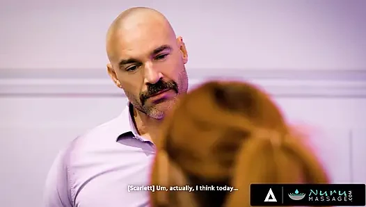МАССАЖ НУРУ - горячая массажистка Scarlett Sage склонила соперника, трахая его во время массажа