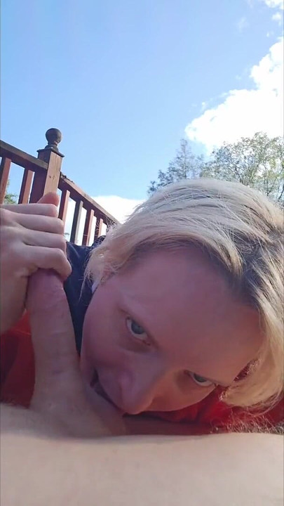 Key moment from "Hockey Mom gives outdoor blowjob!"