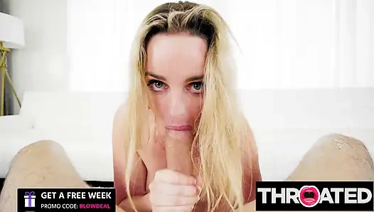 THROATED - блондинка Charlie Forde принимает хардкорный трах в рот