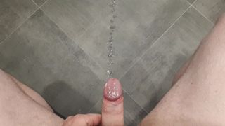 A lot of cum on bathroom floor - huge cumshot