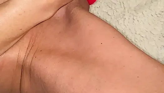 Masturbation of a beautiful blonde with orgasm and moans