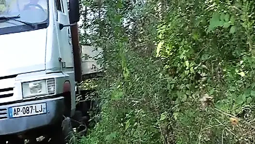 Cute French doll eats cum after hard anal fuck in the woods