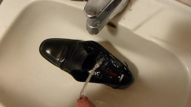 Piss in men's dress shoe