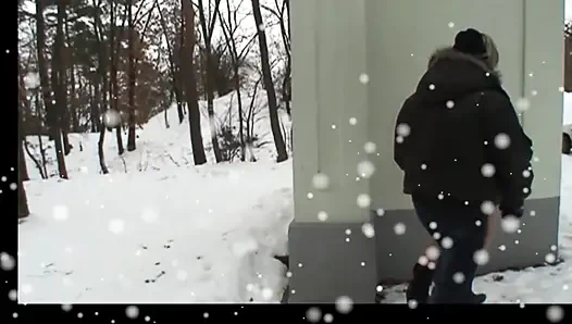 Old Man Fucks a MILF Outdoors and Cums in the Mouth of a Young Girl