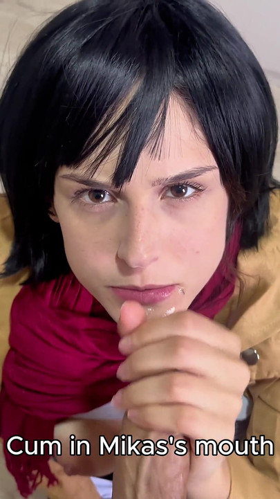 Mikasa cosplay sakso - edepsiz konuşma ve dile boşalma