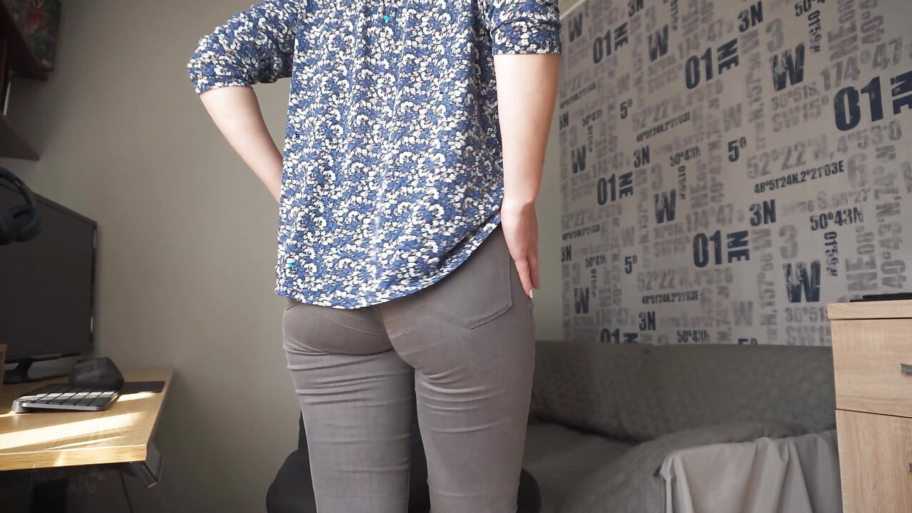 Naughty Colleague Seduces You with Camel Toe in Tight Jeans
