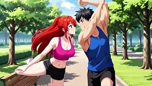 Kızıl saçlı eğleniyor