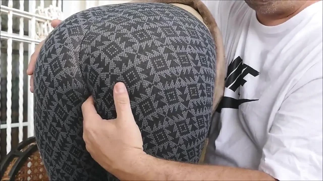 Over his knee ass spreading, light spanking fingered and fucked with yoga pants & panties pulled down