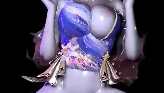 3D, heißes cosplay-modell mit dicken möpsen wurde so hart gefickt