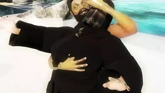Остров потерянных толстых арабских мусульманских девушек в парандже и хиджабе