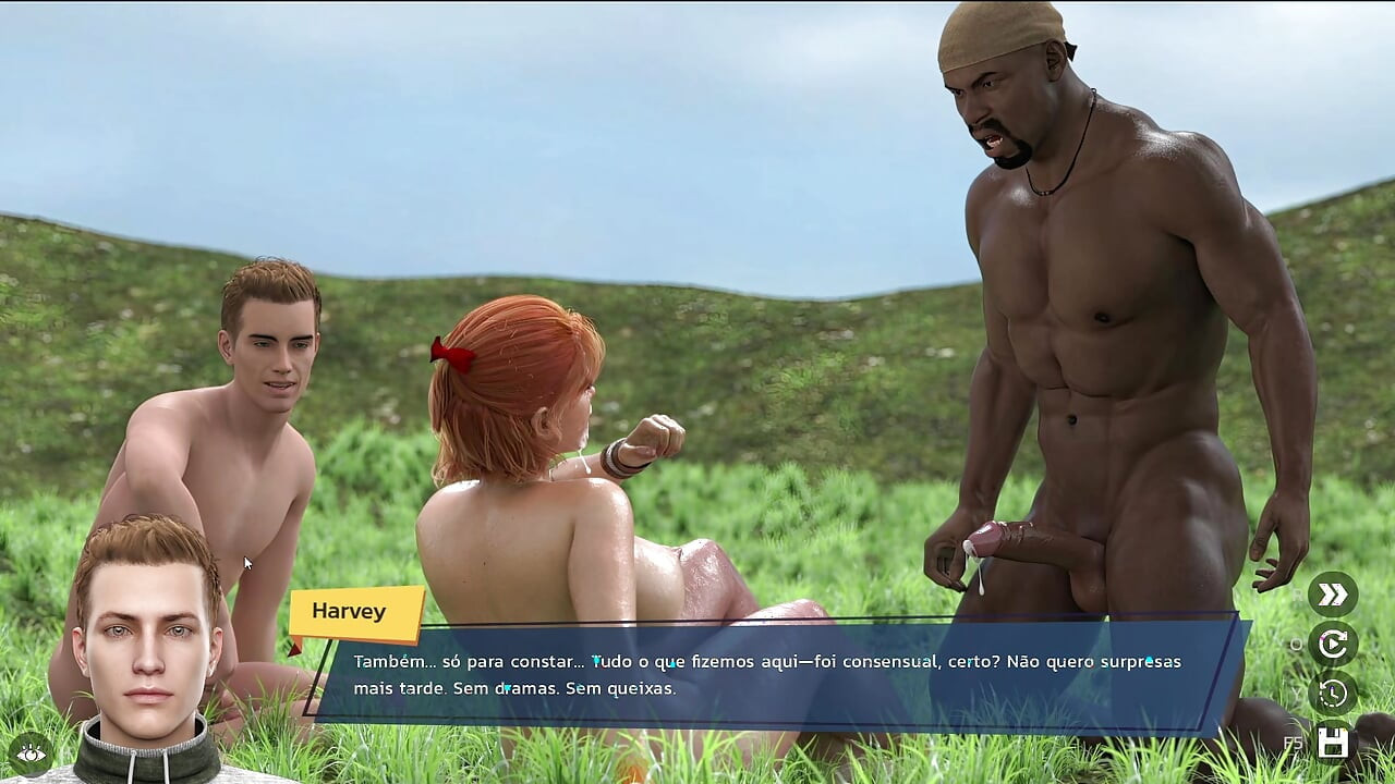 Busty redhead fucks in public with BCC and his friend - Gameplay