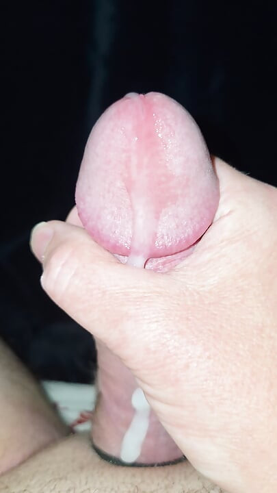 Steadily stroking out a load of sperm
