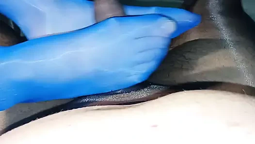 Mavi dikişsiz külotlu çorap fj