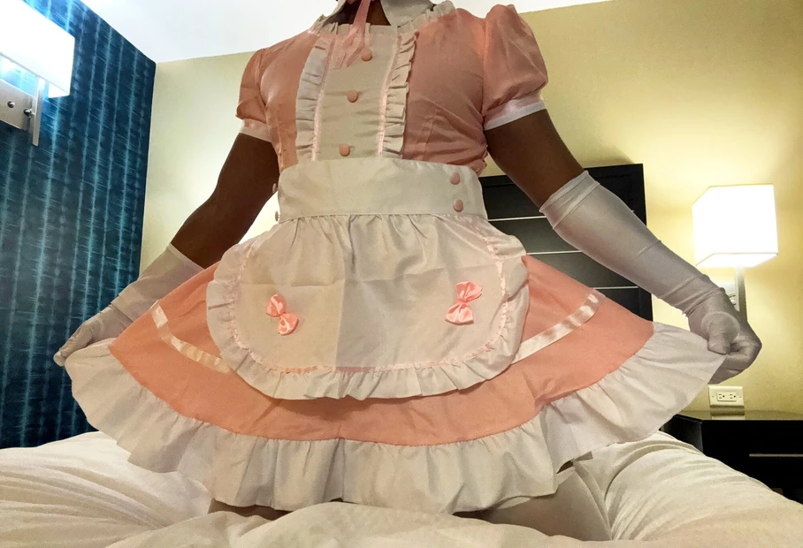 A Cute Sissy Maid warming up for his first video