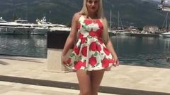 Serbian MILF in short dress and high heels outdoors
