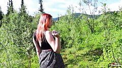 Teen redhead girl wanted sex and creampie outdoors!