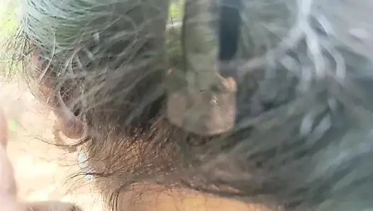 Cute neck licking outdoor romance