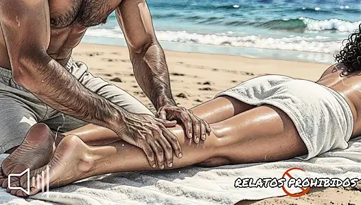 A stranger puts cream on you and fucks you on the beach. Story with a male voice. ASMR.