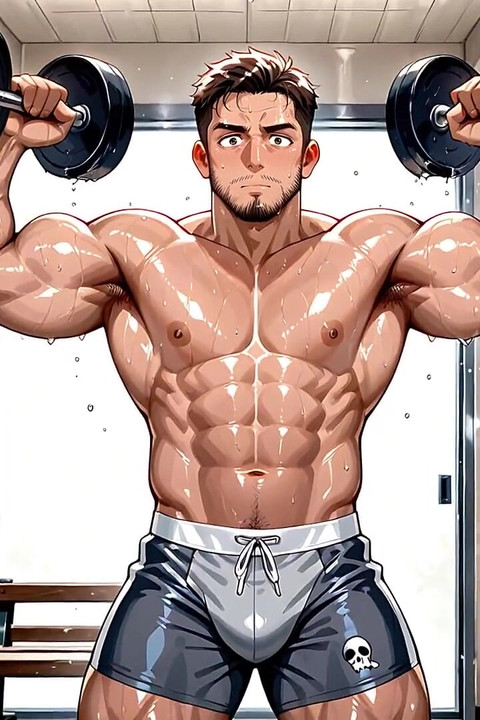 巨大な筋肉を持つ愛男たち