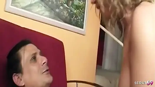 Guy Fucks Hot Blonde Big Tit Teen Allie with Hairy Pussy