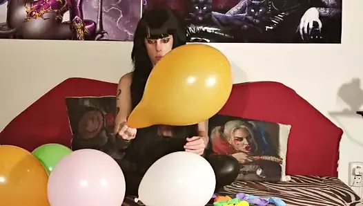 Balloon blowing & popping by teen girl pt2