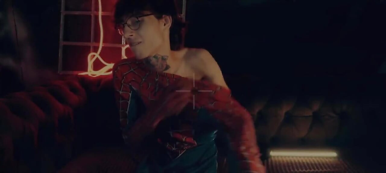Spider Man Costume. Bottom Boy a Pose. Ass Hole