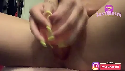 Teen plays with pussy big dildo