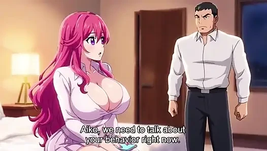 Stepdaughter’s Huge Boobs Pressed Hard by Strict Stepdad