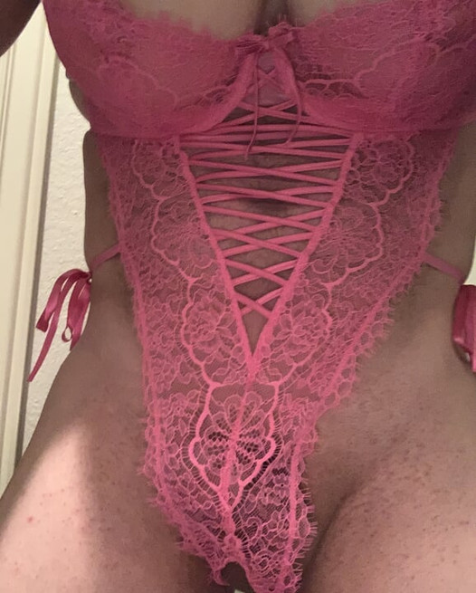 Crotchless Pink Teddy Boobs and Cock