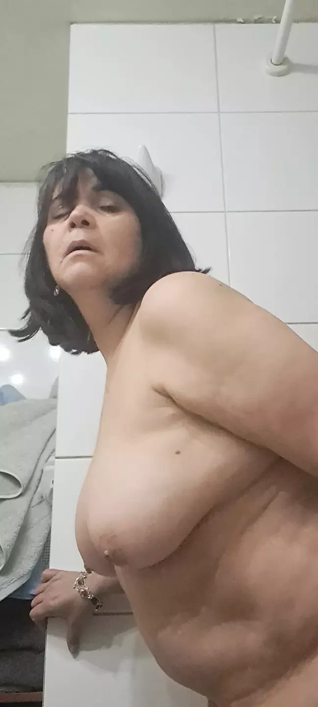 Stepmother in imagination and in silence receives her stepson’s big cock in the ass in the shower